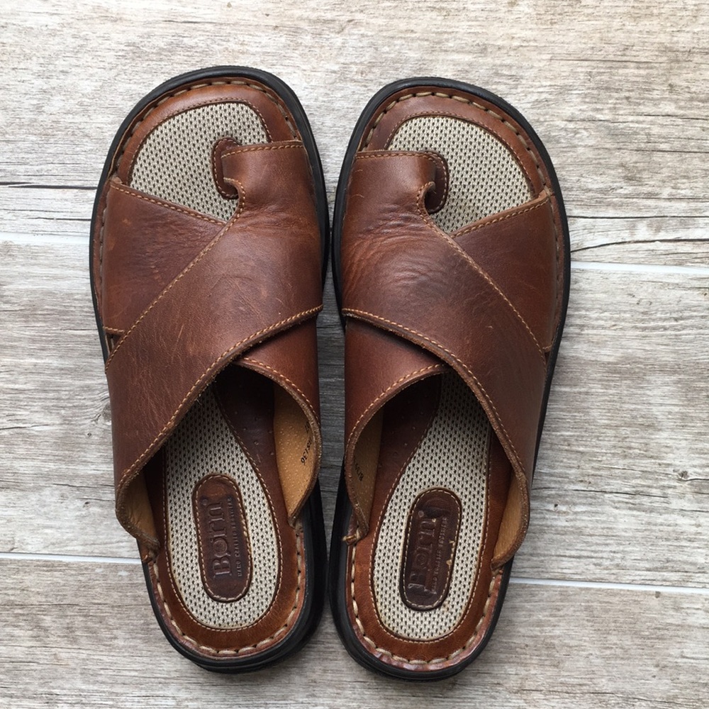 Born Brown Leather Slip-on Sandals US 8 / EUR 39